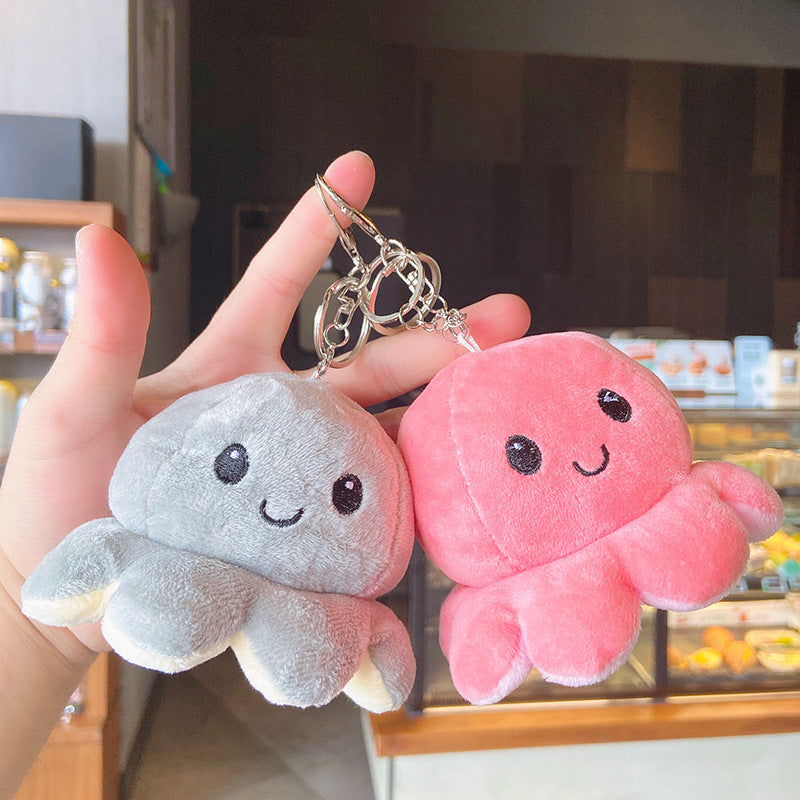 Creative Plush Flip Octopus Keychain Pendant Jewelry Bag Ornament