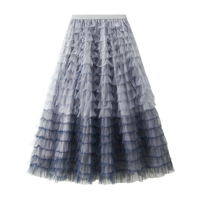 Gradient Color Layered Mesh Tutu Skirt