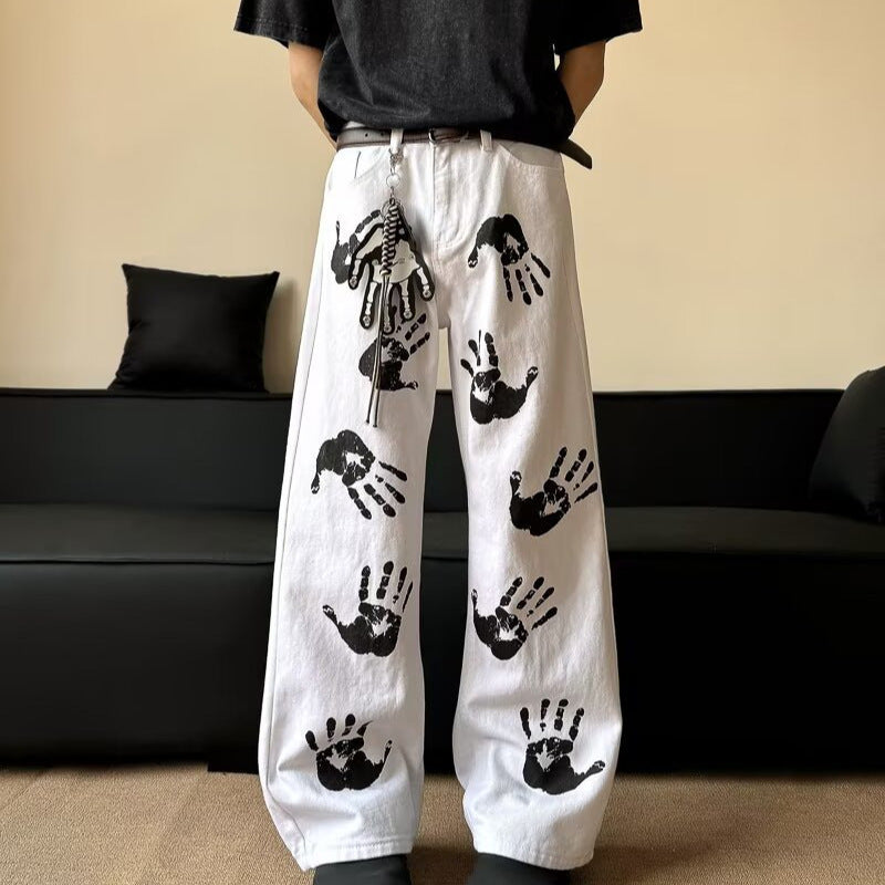 Men's White Denim Micro Flared Pants