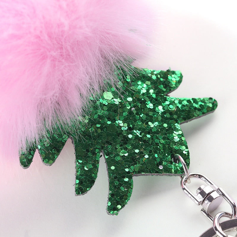 Fluffy Faux Fur Ball Fruit Pompom Keychain