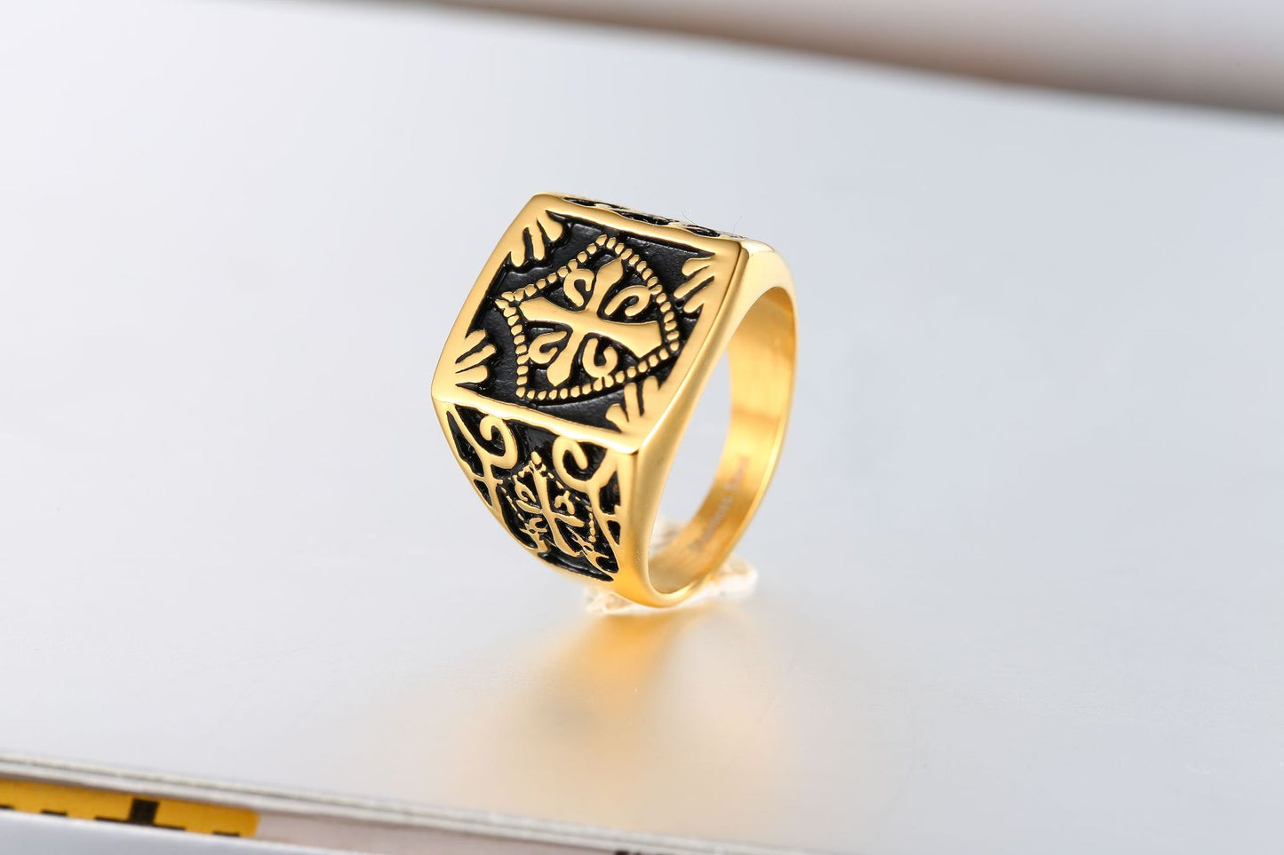 Vintage Gold Geometric Open Ring - Unisex Handmade Jewelry