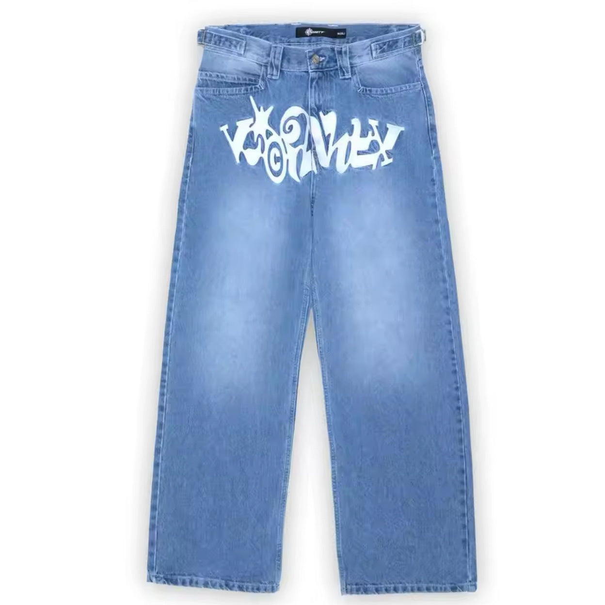 Playful Letter Printed Jeans for Men