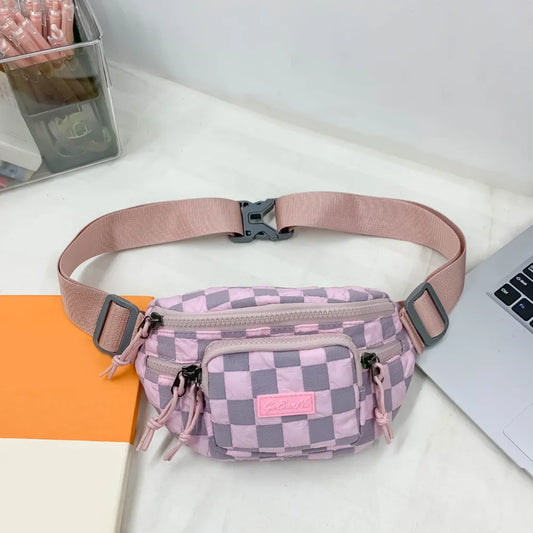 Harajuku Checkered Adjustable Strap Crossbody Bag