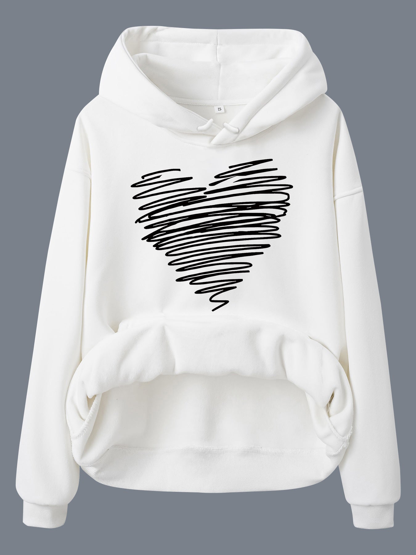 Hoodie with Heart-Shaped Pattern