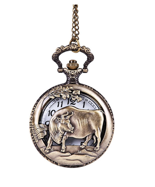 Vintage Harajuku Style Zodiac Pocket Watch