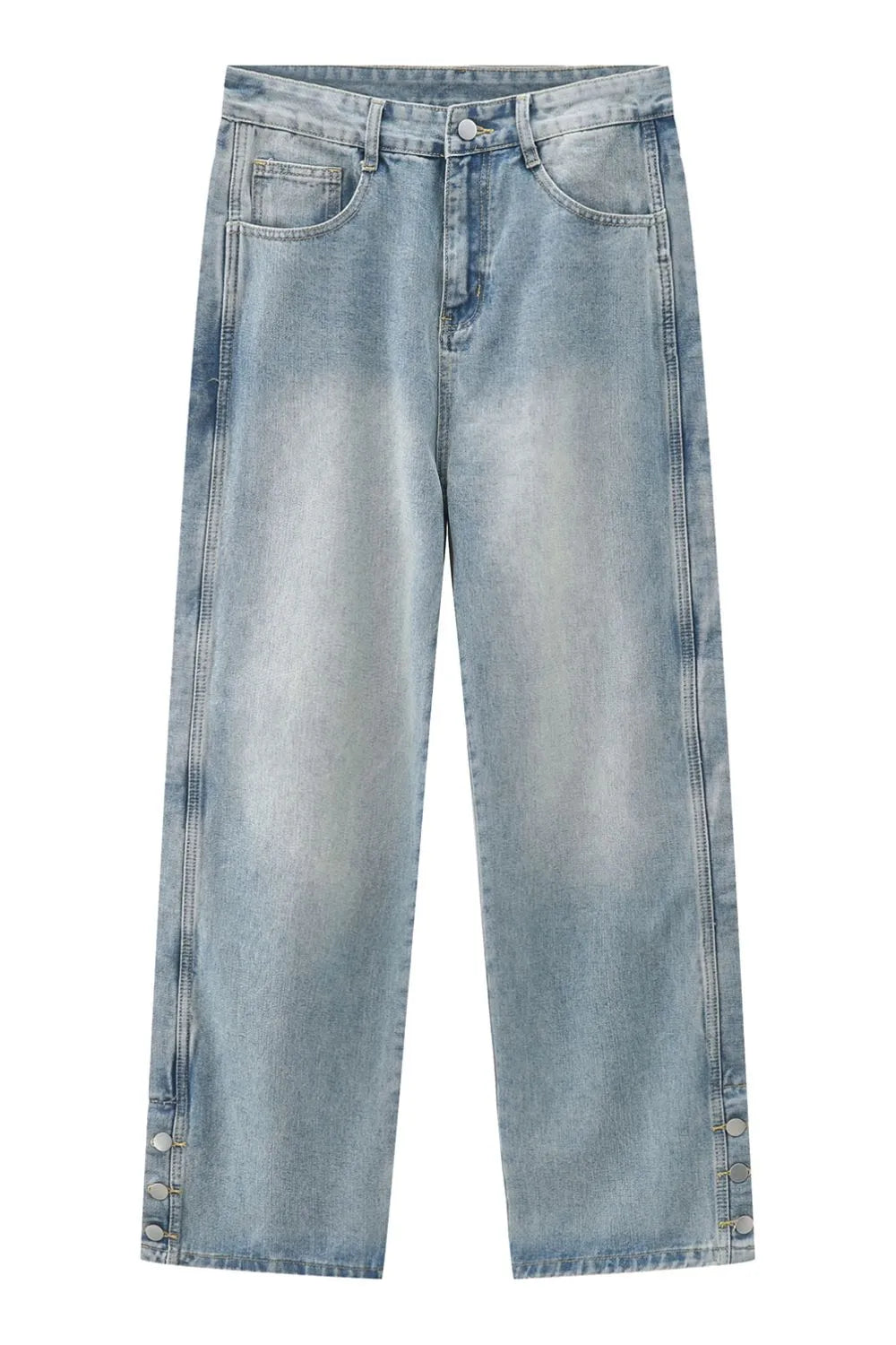 Playful Side Slit Baggy Jeans with Pockets
