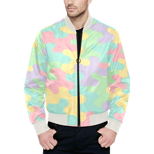 Harajuku Pastel Rainbow Camo Bomber Jacket