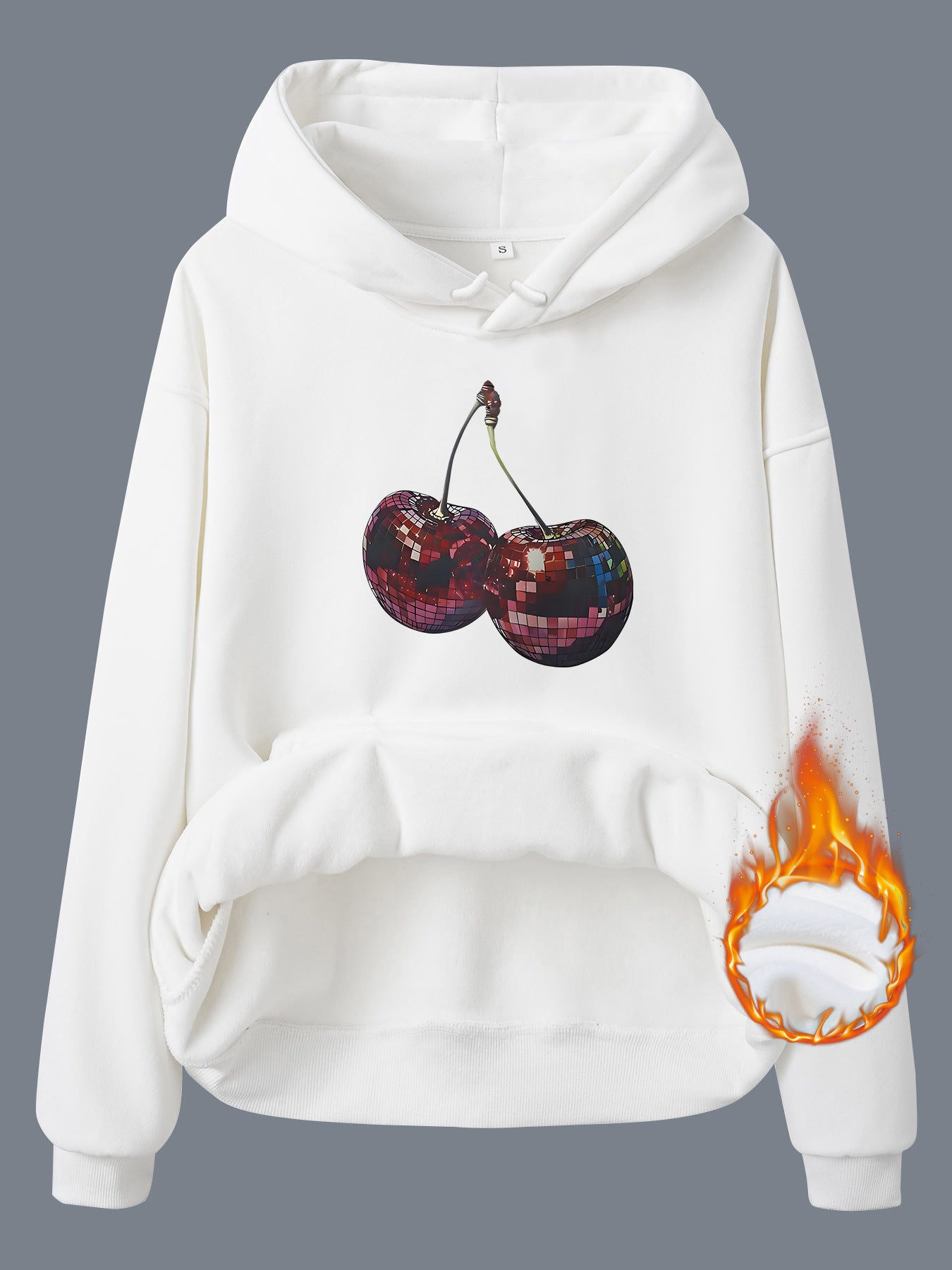 Hooded Sweatshirt with Cherry Print