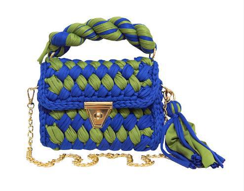 Harajuku Chic Hand-Woven Crossbody Bag with Chain
