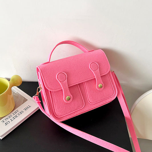 Retro Contrast Color Handbag - Harajuku Style