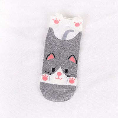 Kawaii Cartoon Cat & Dog Women’s Short Socks