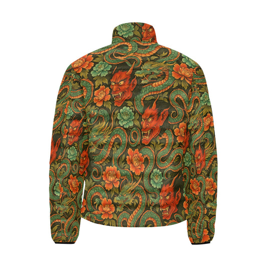 Red Dragon Devil Pattern Men's Lightweight Bomber Jacket