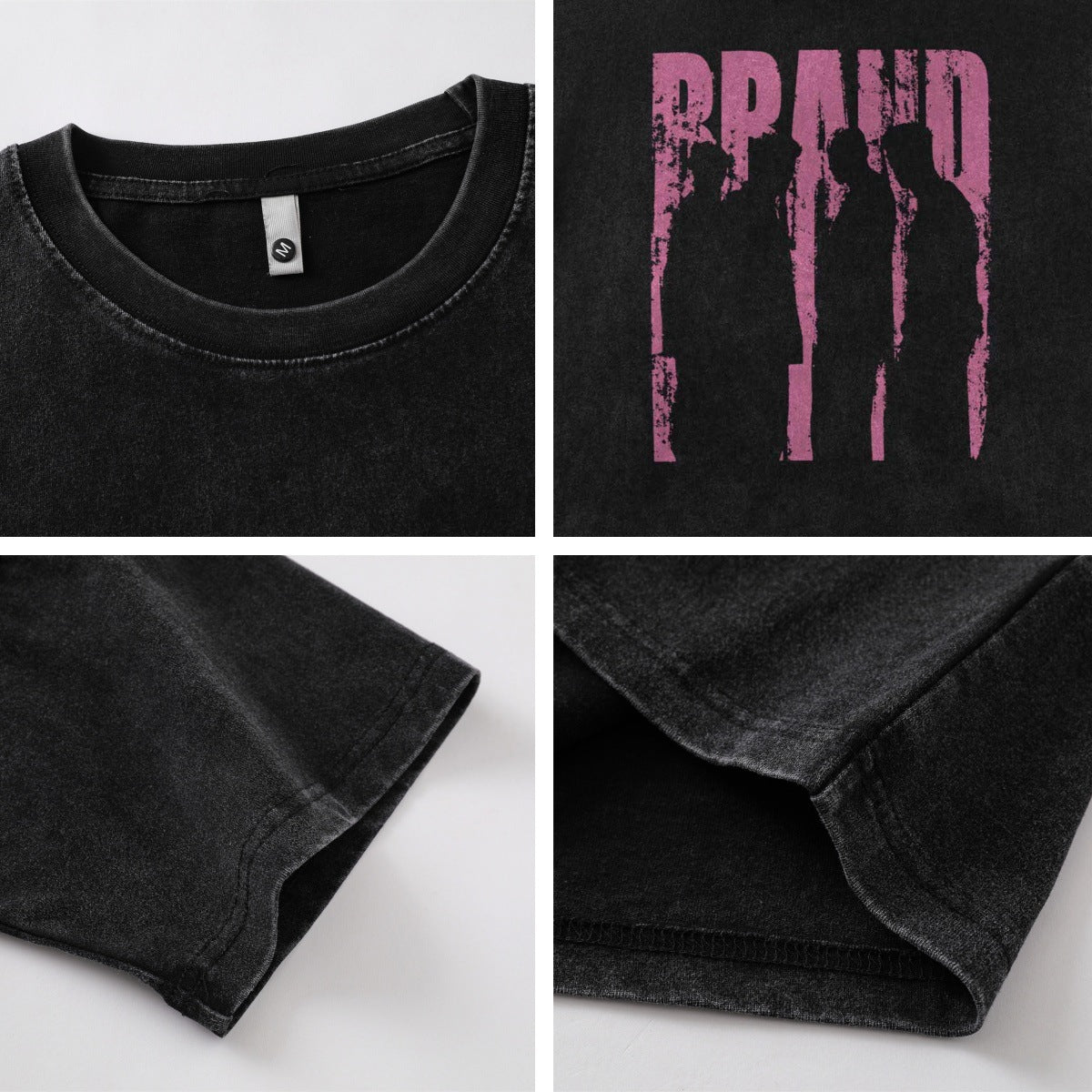 Harajuku Style Washed Portrait Print T-Shirt for Couples