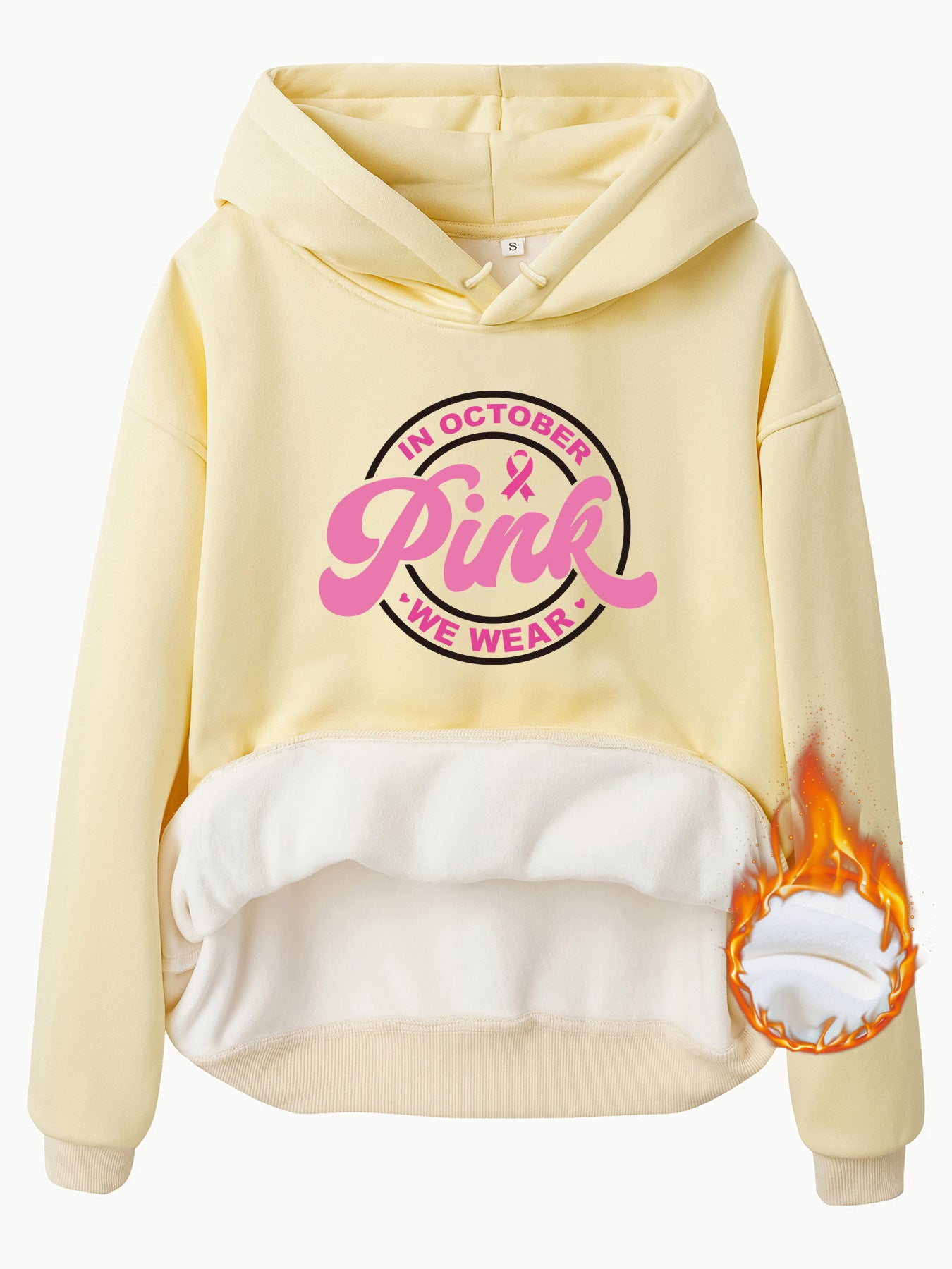 Breast Cancer Awareness Velvet Hooded Sweatshirt