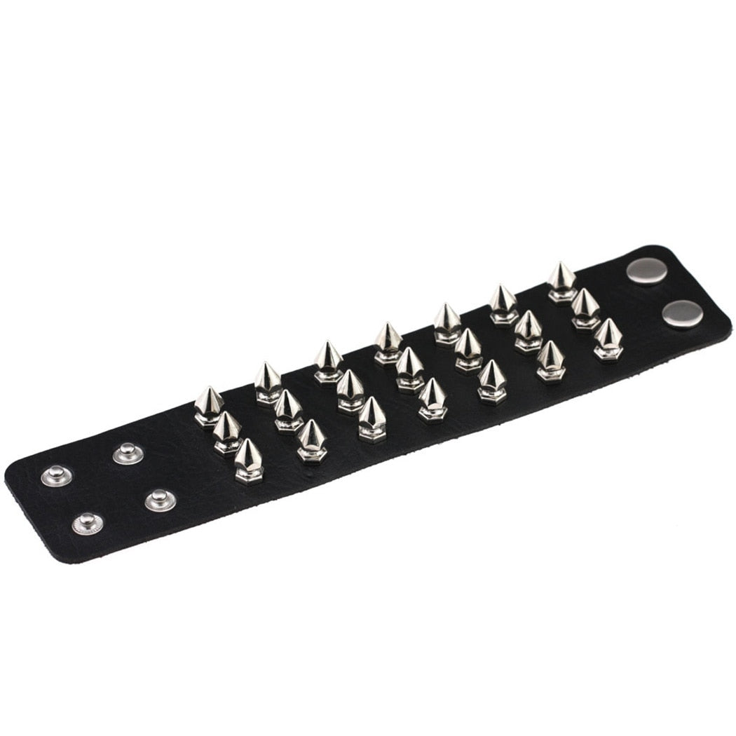 Punk Gothic Spiked Leather Cuff Bracelet