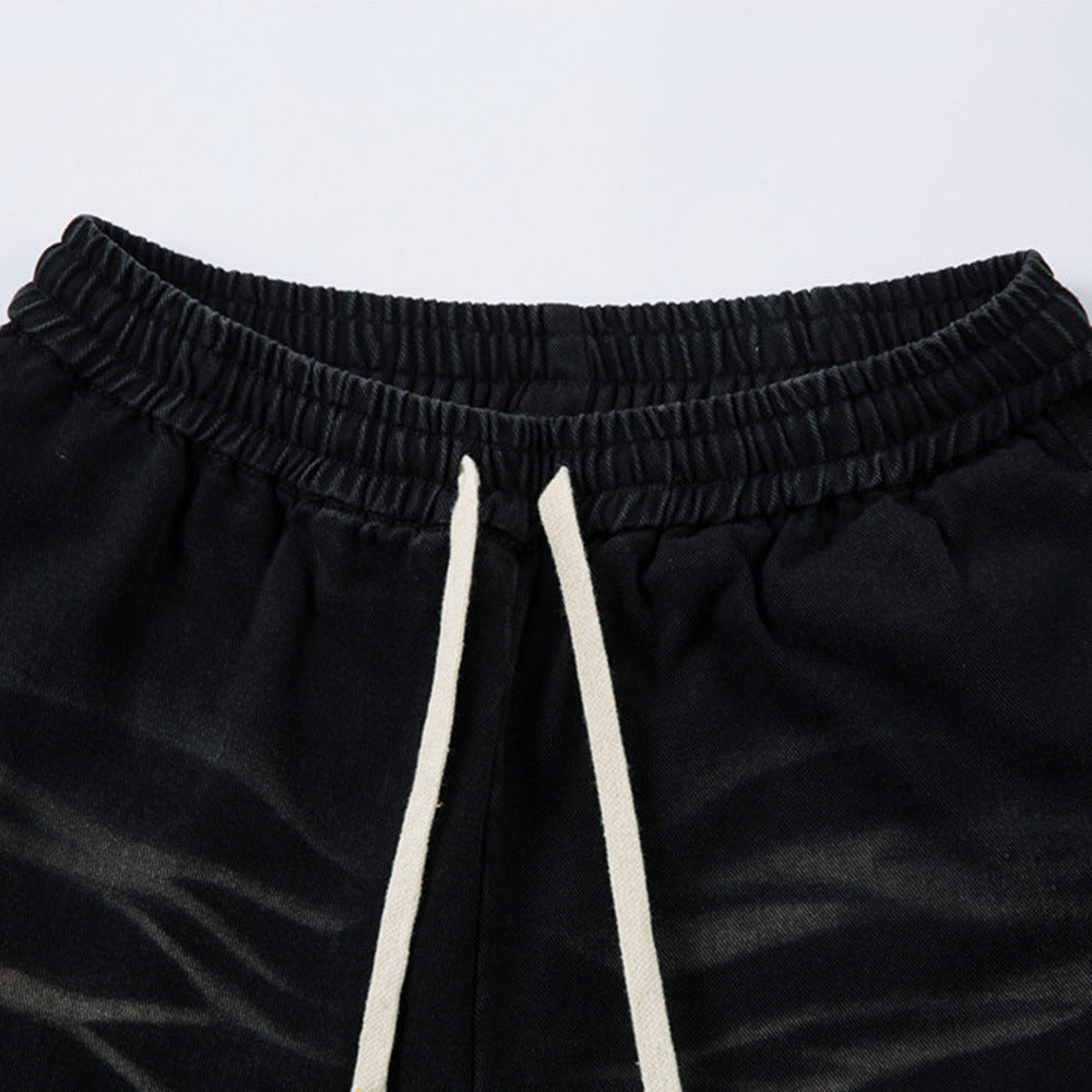 Harajuku Style Loose Pleated Denim Work Pants for Men