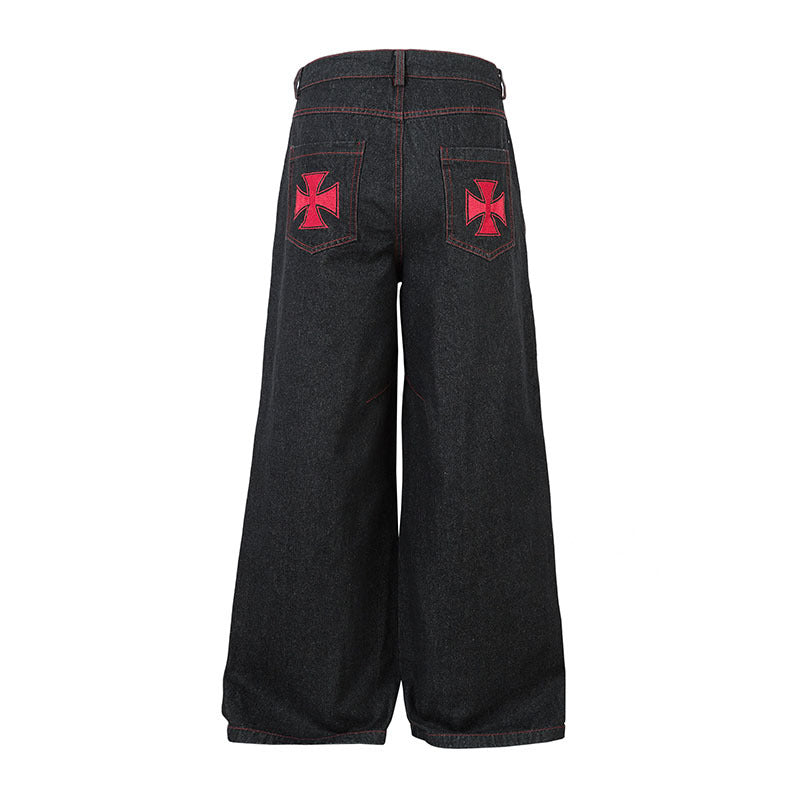 Harajuku Style Straight Jeans with Embroidery