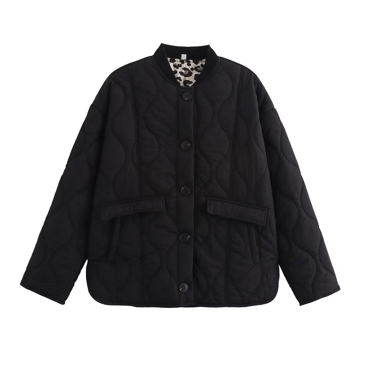 Harajuku Style Leopard Print Cotton Jacket