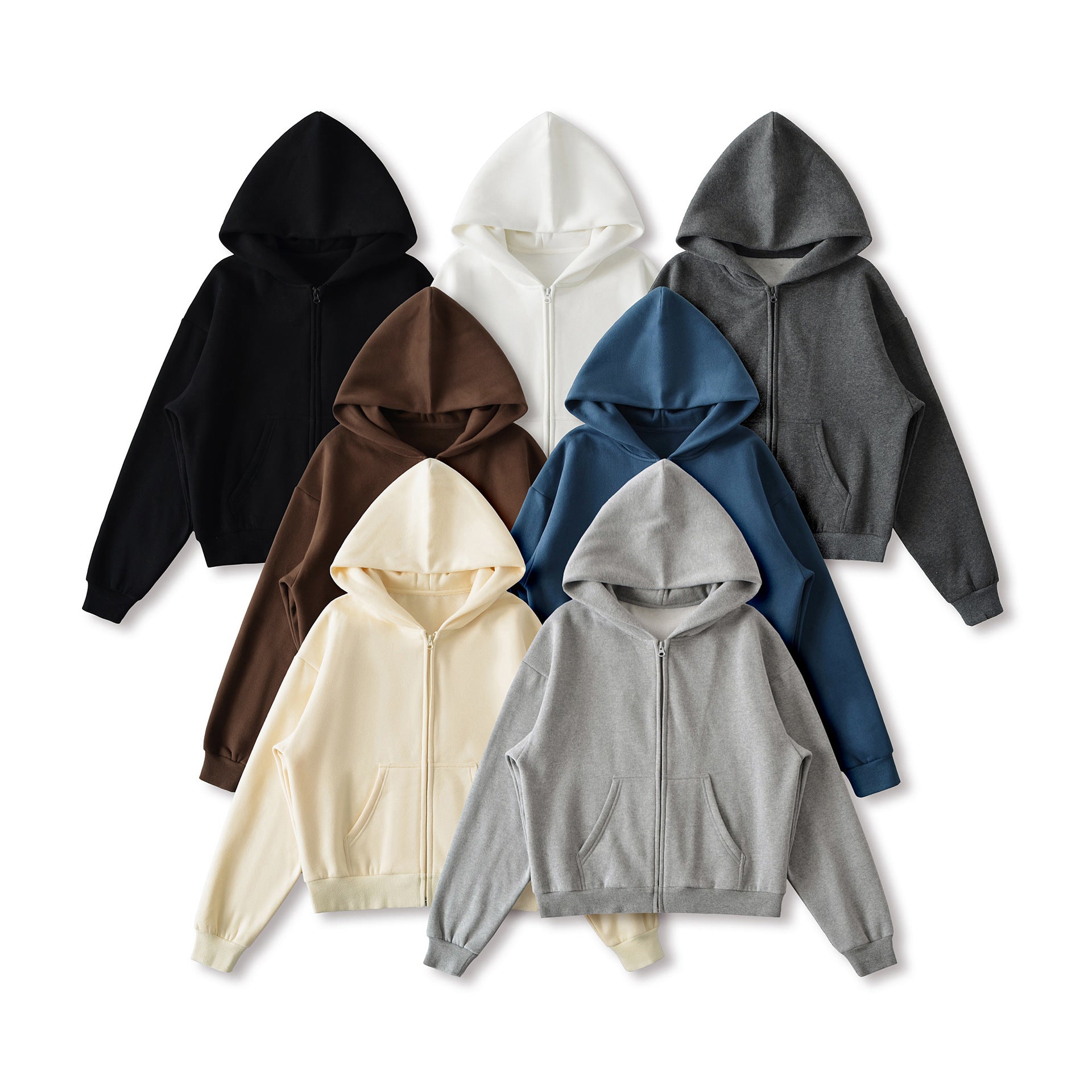 Velvet Hooded Zipper Long Sleeve Sweatshirt Jacket