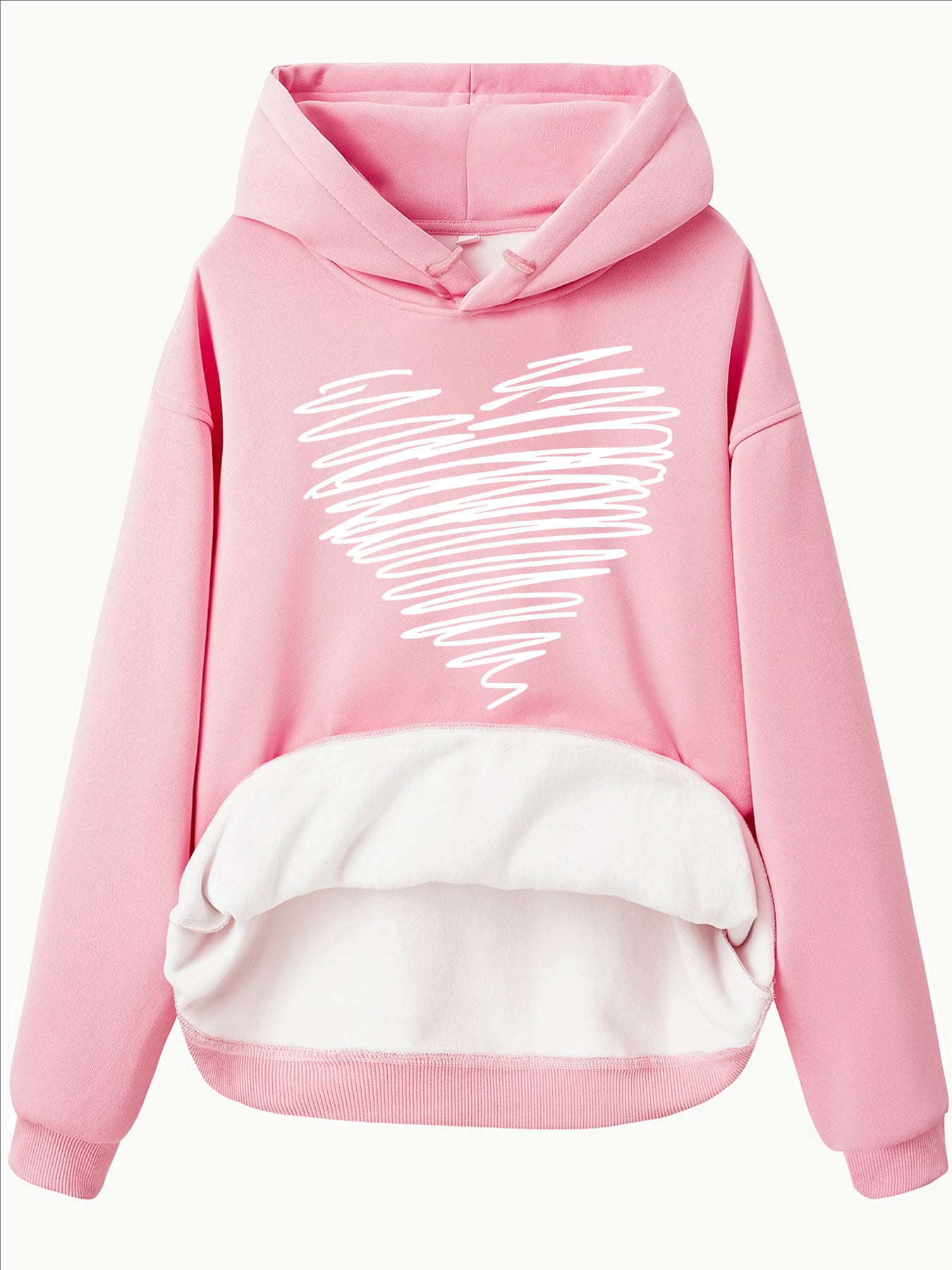 Hoodie with Heart-Shaped Pattern