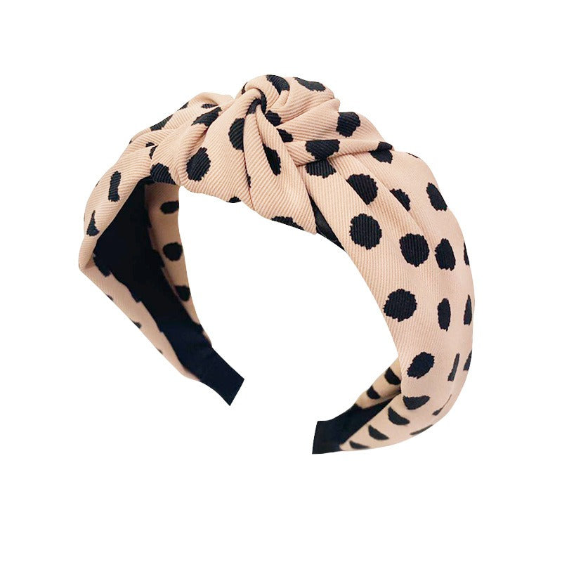 High-End Wide-Brimmed Polka Dot Face Wash Headband