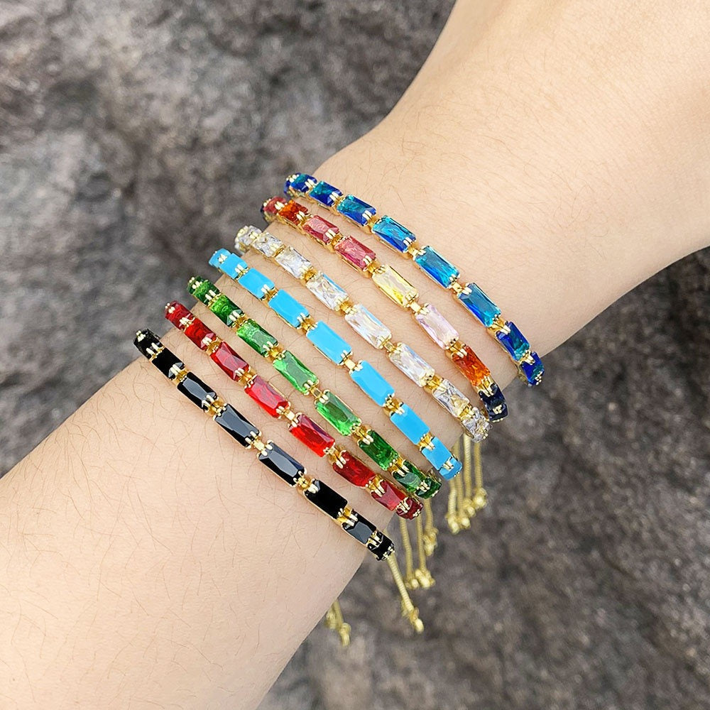 Playful Colorful Zircon Geometric Bracelet for Girls