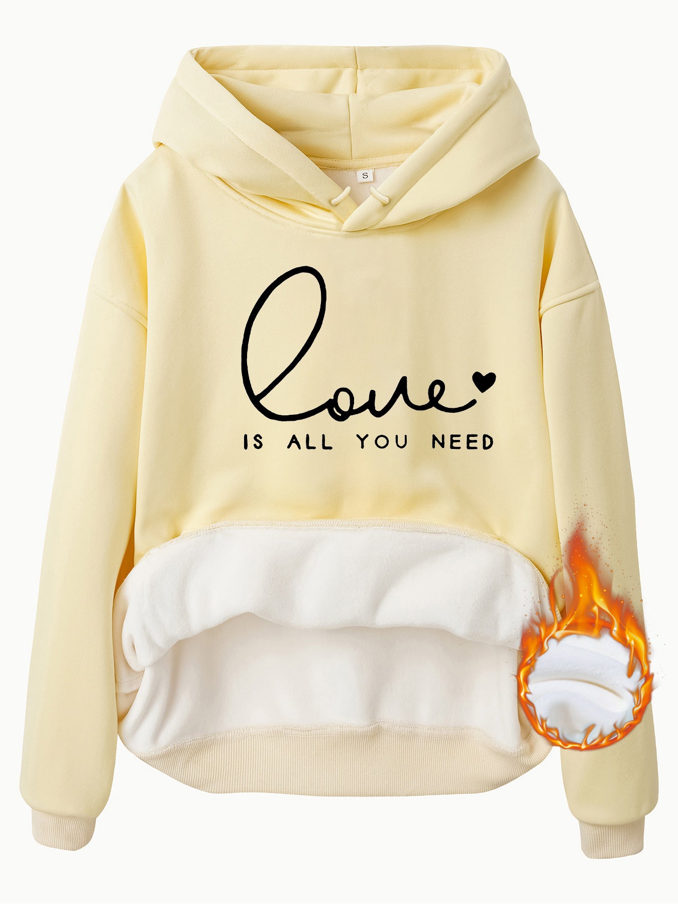 Hooded Long Sleeve Fleece Hoodie Top with IS ALL Print