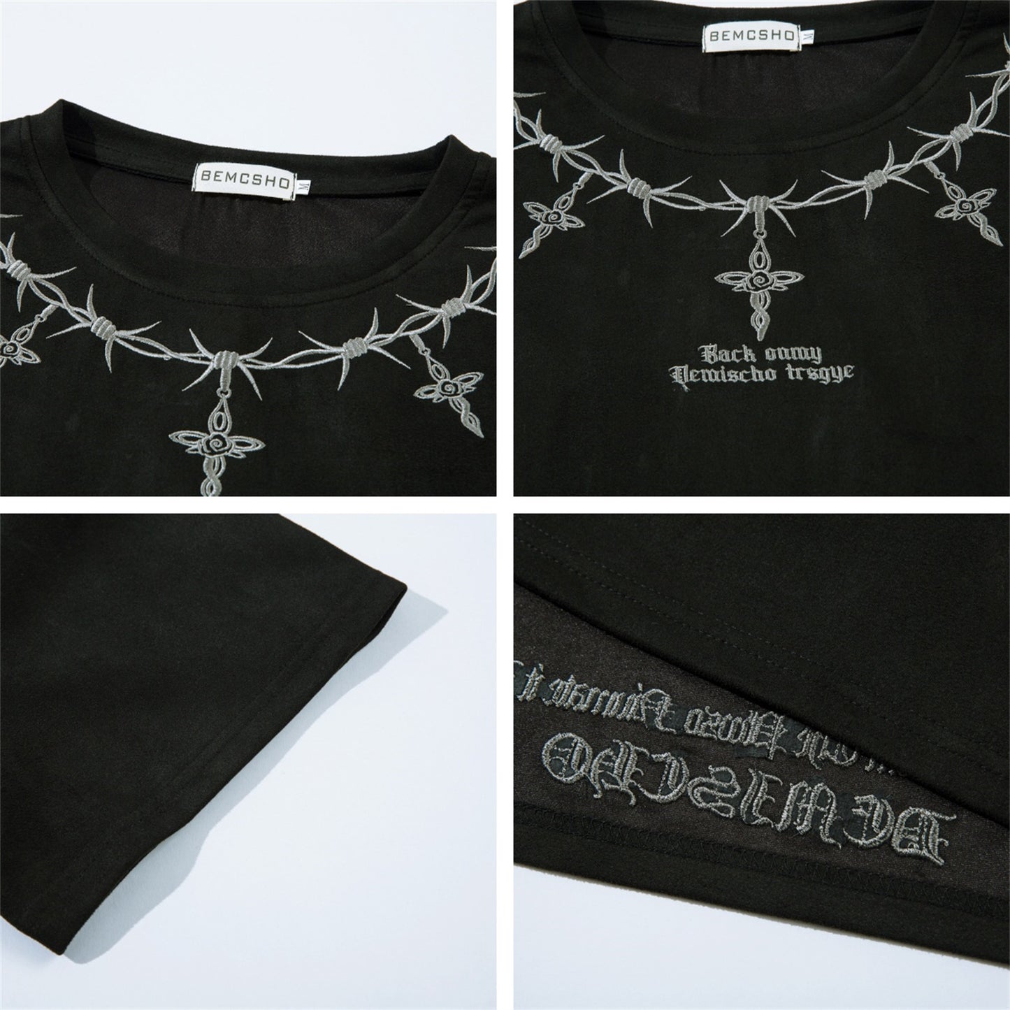 Thorn Embroidered Harajuku Short Sleeve T-shirt
