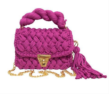 Harajuku Chic Hand-Woven Crossbody Bag with Chain