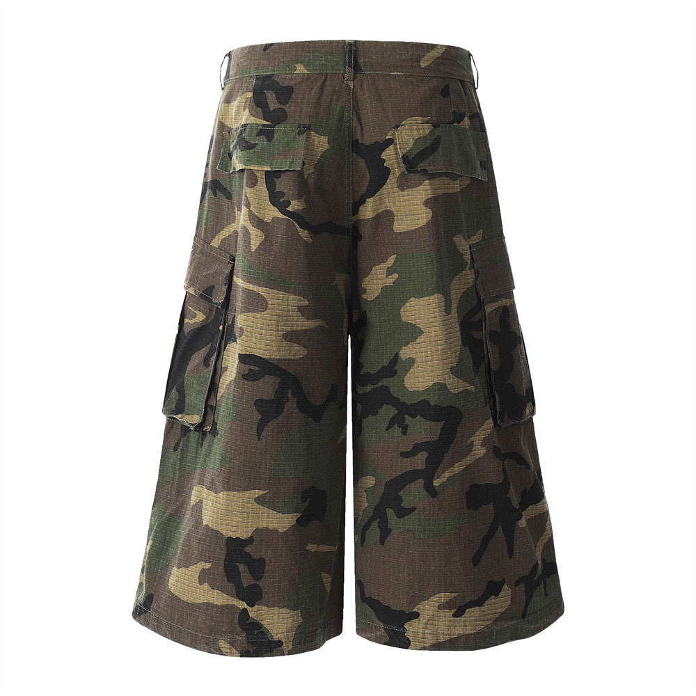 Men's Loose Wide-Leg Camouflage Summer Work Shorts