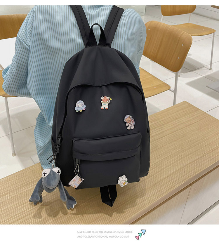 Solid Color Large-Capacity Schoolbag for Women