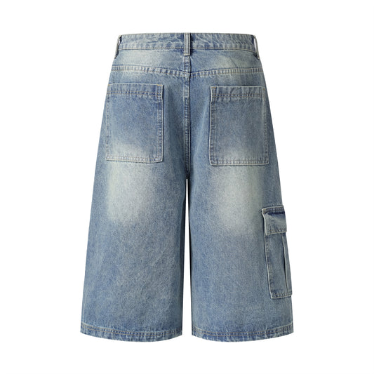 Retro Multi-Pocket Workwear Denim Pants