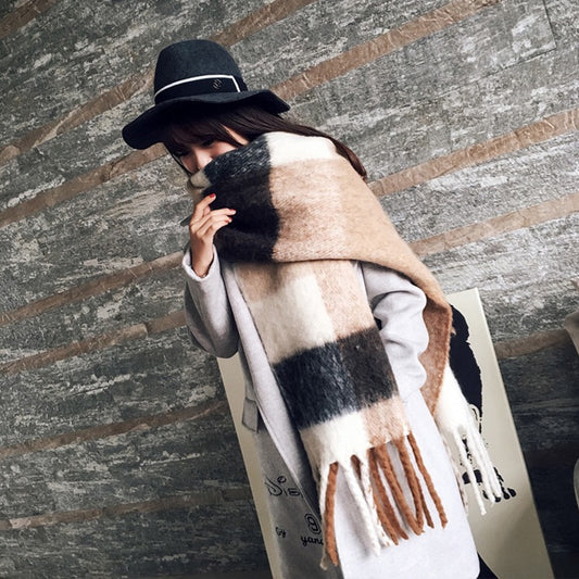 Mingjiebihuo Harajuku Style Plaid Scarf Shawl