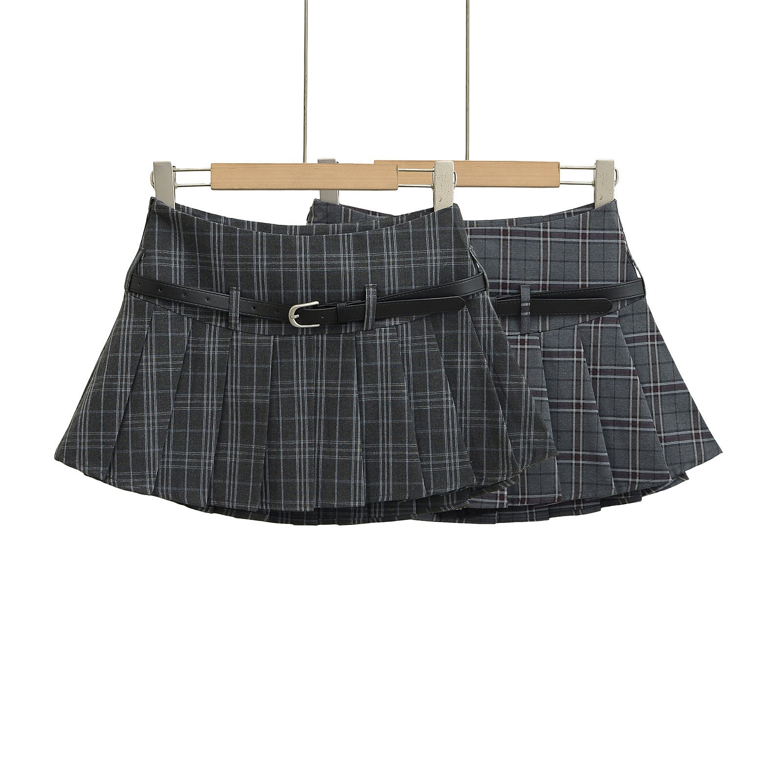 Plaid Pleated A-Line Skirt - Hip Hugging Street Fashion