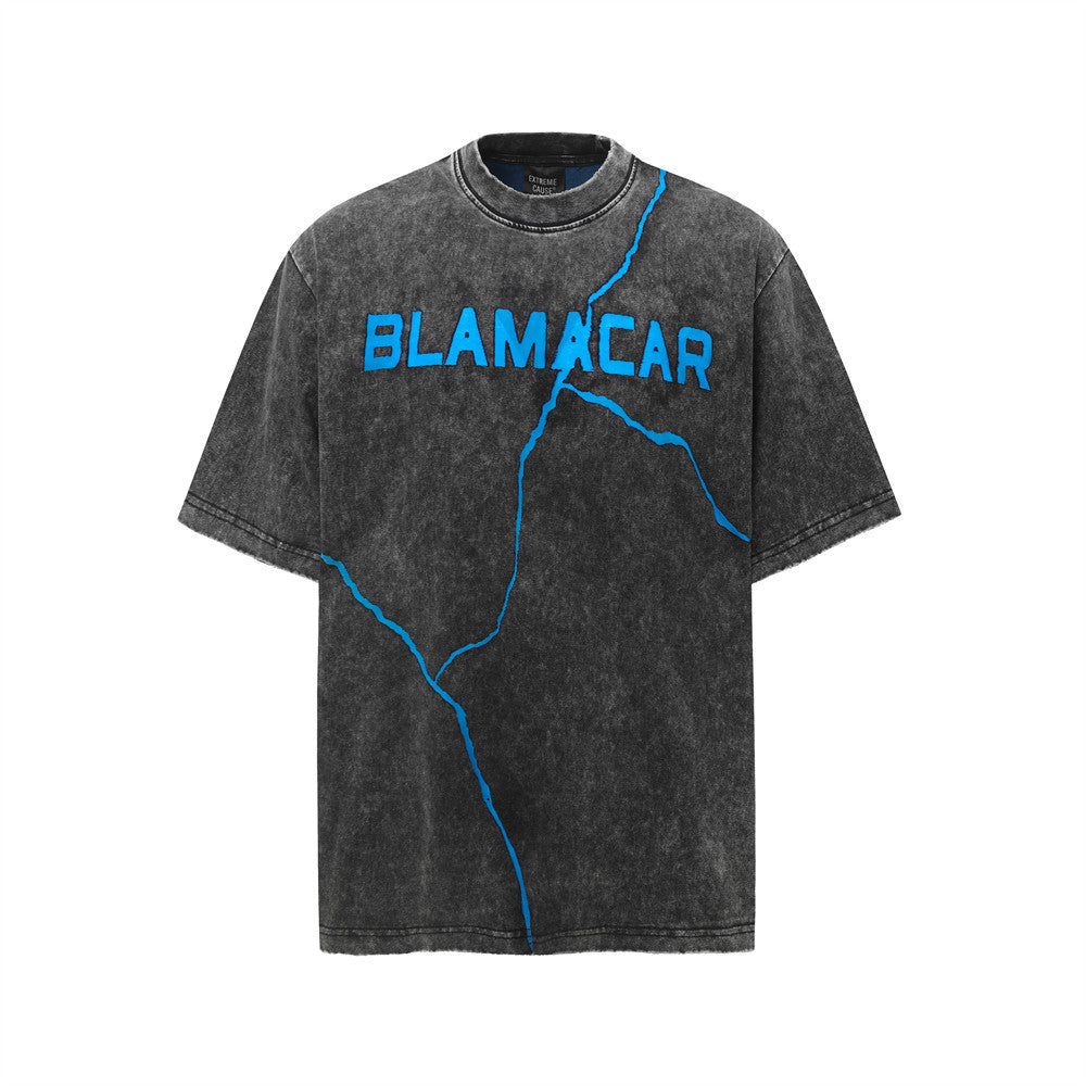 Retro Lettered Vintage T-Shirt for Men - Summer Street Style