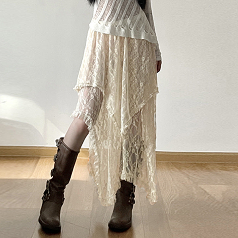 Harajuku Style Low Waist Double Layer Lace Half Skirt