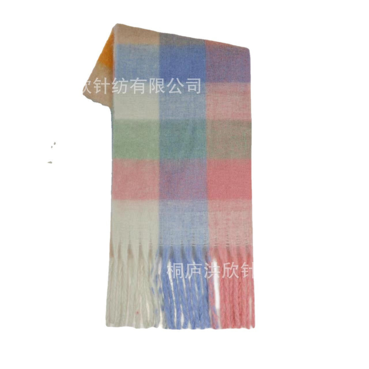 Rainbow Plaid Tassel Scarf for Autumn & Winter