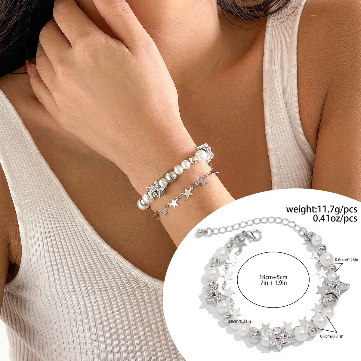 Magnetic Heart-Shaped Star Pendant Tassel Bracelet Set