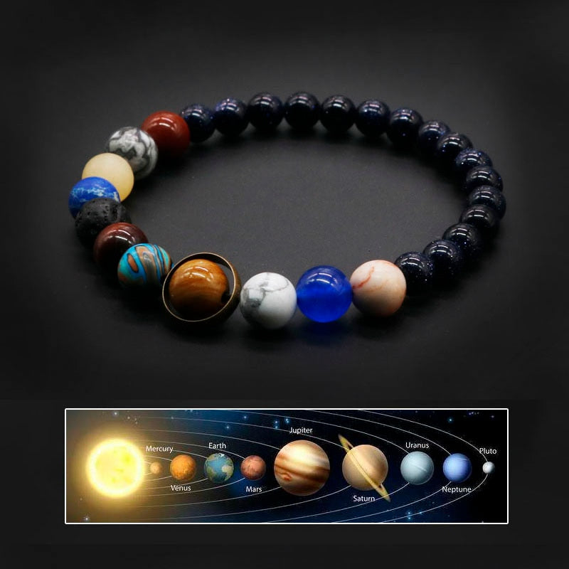 Universe Solar System Natural Stone Bracelet