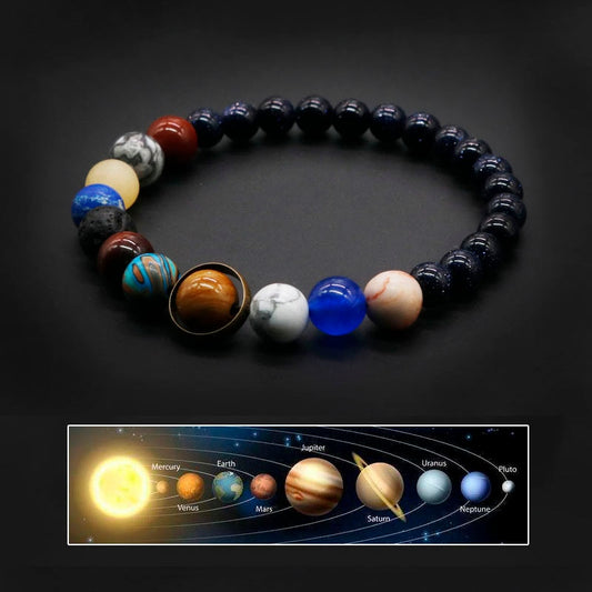 Universe Solar System Natural Stone Bracelet