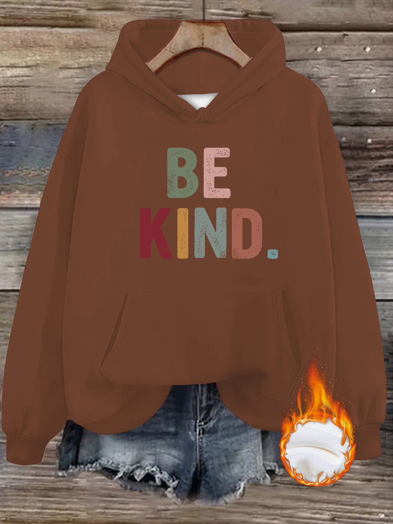 Hooded Long Sleeve Fleece Hoodie with Kangaroo Pocket