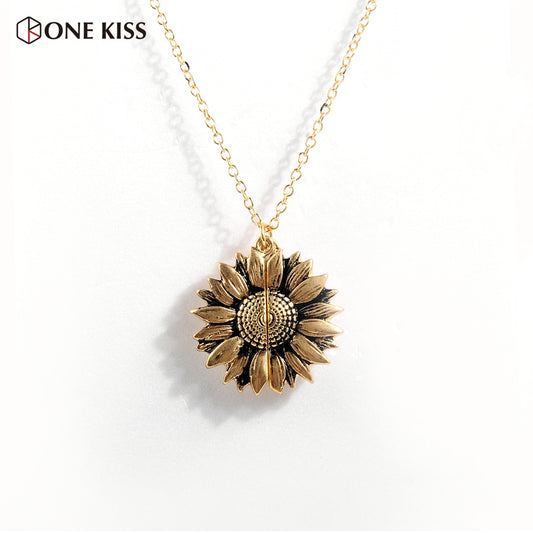 Vintage Sunflower Locket Pendant Necklace - Bohemian Style