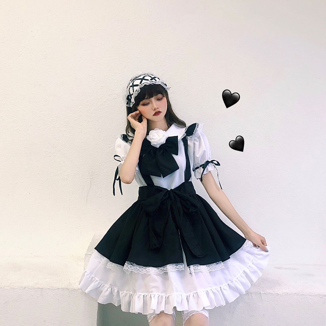 Cute Black and White Lolita Maid Dress