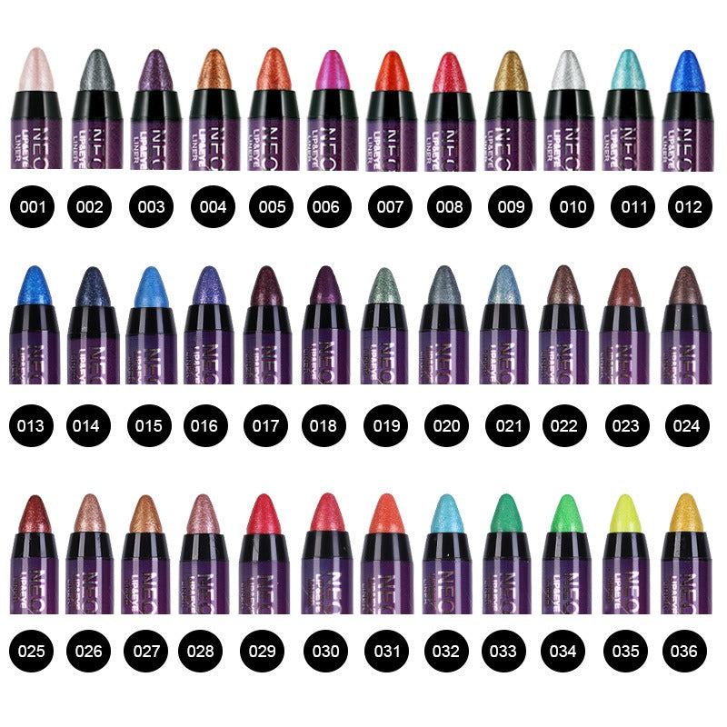 36 Color Eye Shadow & Lip Pencil 2-in-1 Stick
