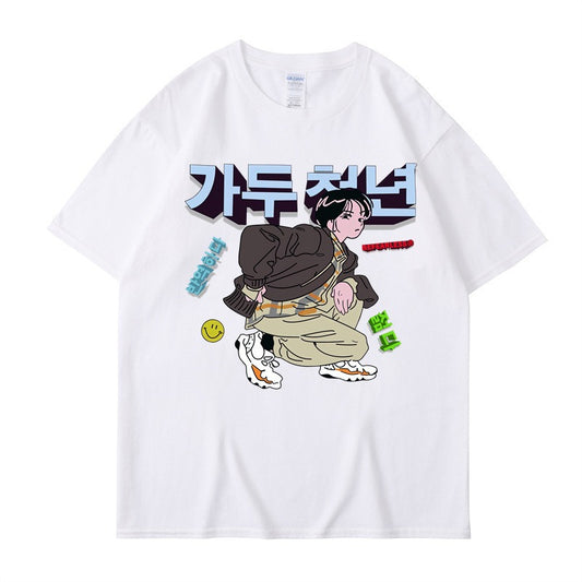 Short Sleeved T-Shirts for Women and Men, Loose Style, Versatile Japanese China-Chic Brand Tops