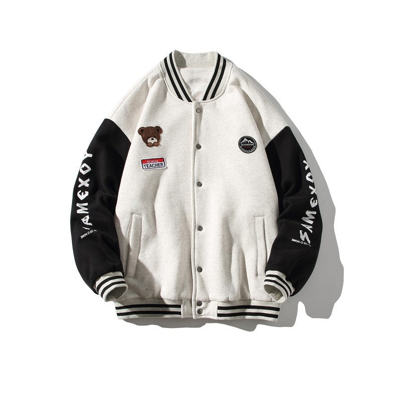 Casual Baseball Jacket for Men, Loose Fit, All-Match Sporty Outdoor Jacket
