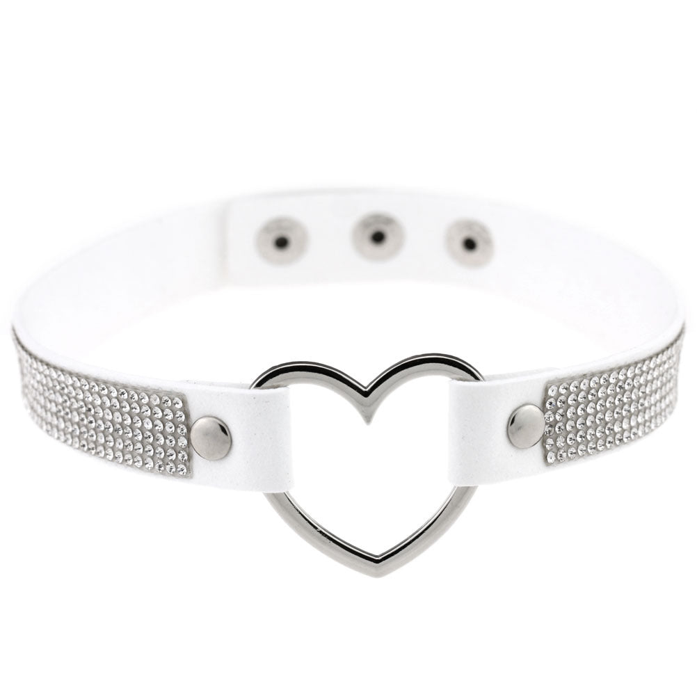 Harajuku Soft Girl Rhinestone Heart Collar Necklace