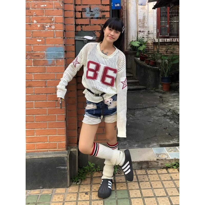 Digital Jacquard Long Sleeved Loose Top