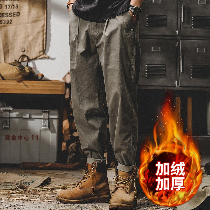 Harajuku Style Retro Work Pants - Trendy Casual Khaki Trousers