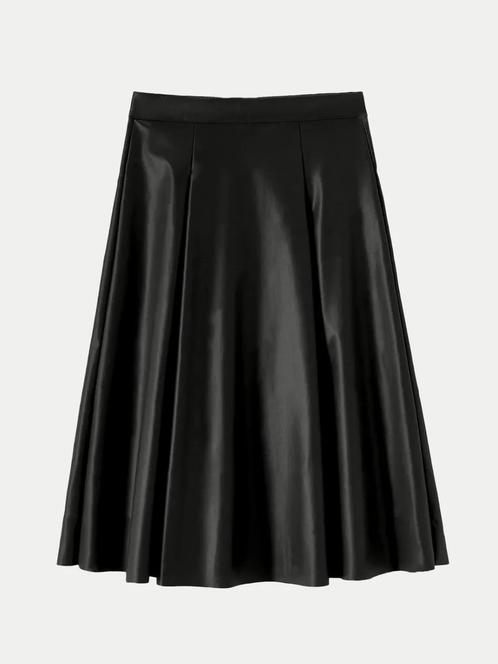 High Waist Midi Skirt with Zipper Closure